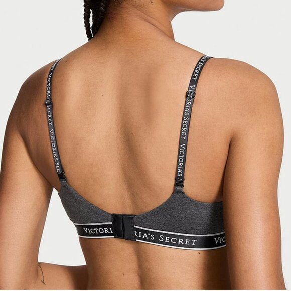 Victoria's Secret Lightly Lined Wireless Cotton Bra, Charcoal Heather 32C NWT - Picture 3 of 6